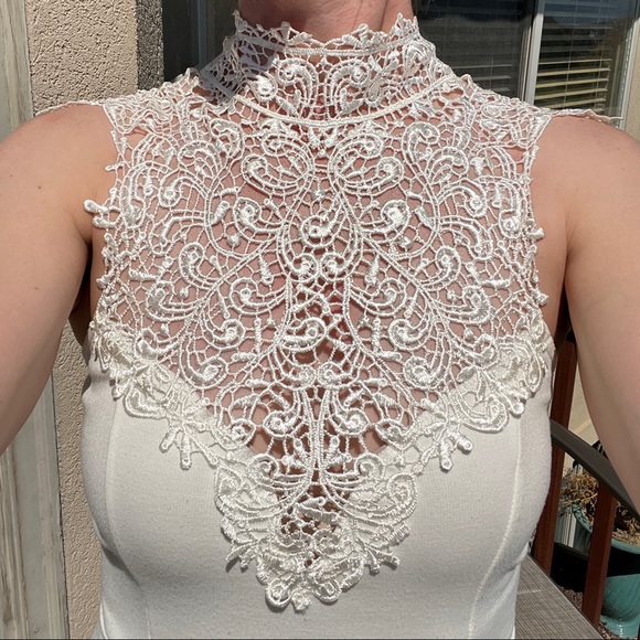 LACE-NECK BRIDAL SHOWER SKATER DRESS - Picture 4 of 10